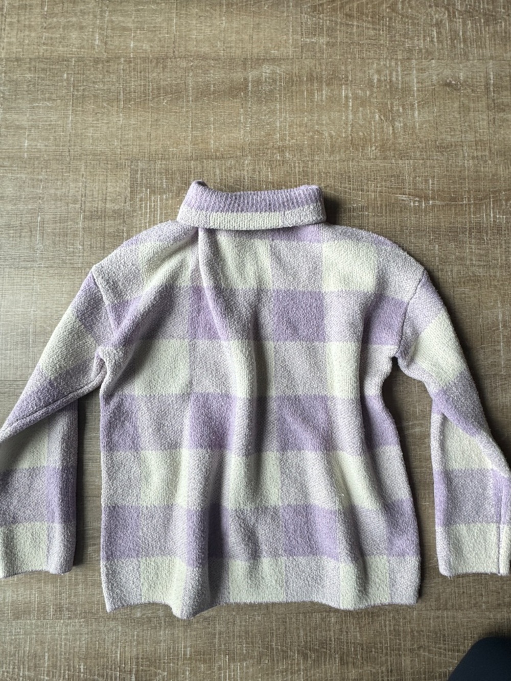 Christian Siriano Lavender and Cream Check Turtleneck Sweater